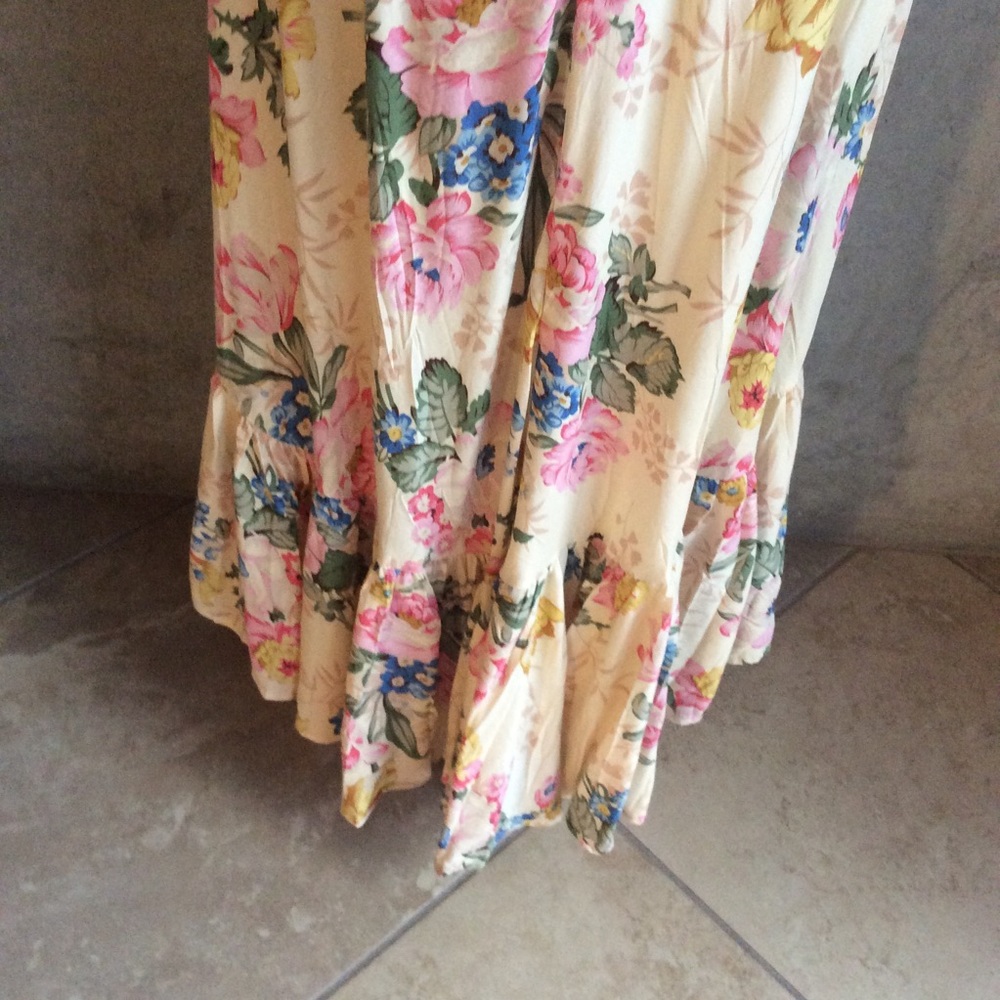 🌸 BOHEMIAN DRESS FLORAL MAXI HILO SWALLOWTAIL BOHO CHIC RUFFLE LONG BUTTON DOWN - Picture 11 of 16